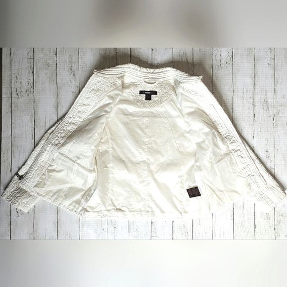 RARE Vintage 80's Weather Tamer Cream/Ivory Collar Zip up Quilted Jacket Belted - Picture 9 of 16